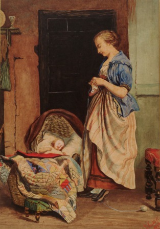 Vrouw bij de wieg, , Jakob Smits