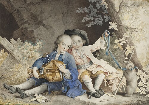 Hurdy-gurdy player and performer with a marmot, 1801, Jacques-Albert Senave