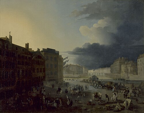 View of the pont Rouge and the tips of the islands of Saint-Louis and the Cité, 1791, Jacques-Albert Senave