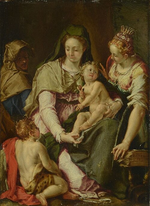 Madonna with child, John the Baptist, St. Catherine and St. Elizabeth, 1598, Pieter de Witte