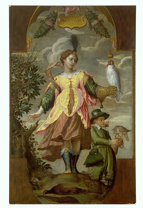 Aucupium – Allegory of bird hunting, 1613, Pieter de Witte