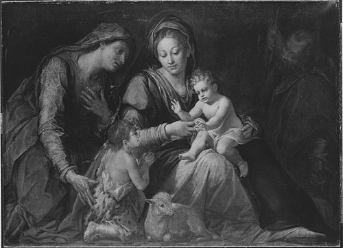Die Heilige Familie mit der hl. Elisabeth und dem Johannesknaben, 1600, Pieter de Witte