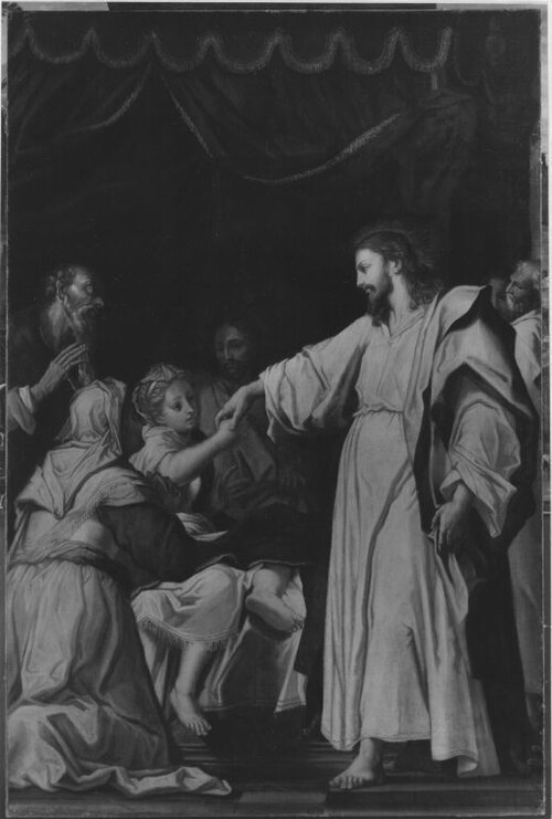 Die Auferweckung der Tochter des Jairus (Werkstattkopie), , Pieter de Witte