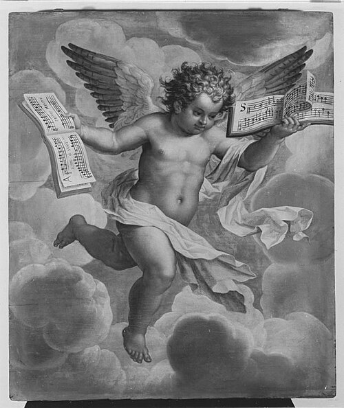 Fliegender Engel mit Musikalien, 1614, Peter Candid