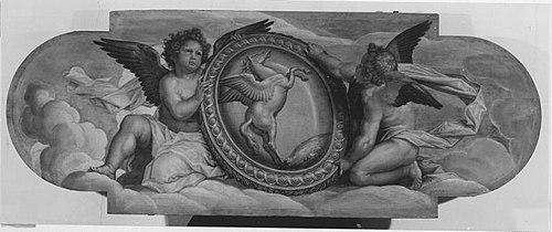 Zwei Engel mit Pegasus-Schild, 1614, Peter Candid