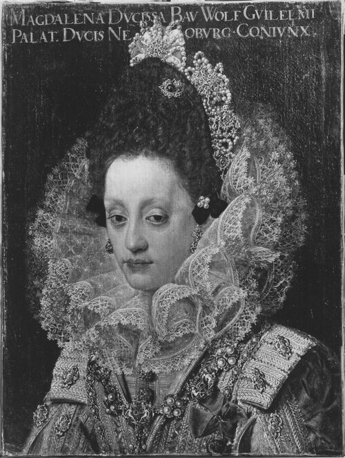 Bildnis der Herzogin Magdalena von Bayern, Gemahlin Herzog Wolfgang Wilhelms von Pfalz-Neuburg, im H, 1587, Peter Candid