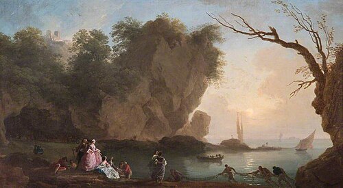 Sunset: View over a Bay with Figures, 1742, Joseph Vernet