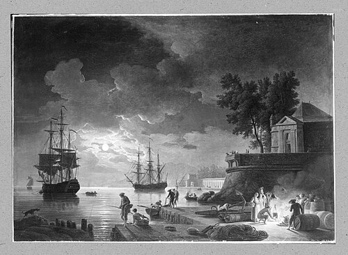 Un port de mer, la nuit, clair de lune, 1774, Joseph Vernet