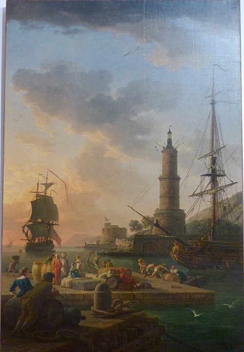 Le Soir à la mer. L'entrée dans le port, 1766, Joseph Vernet