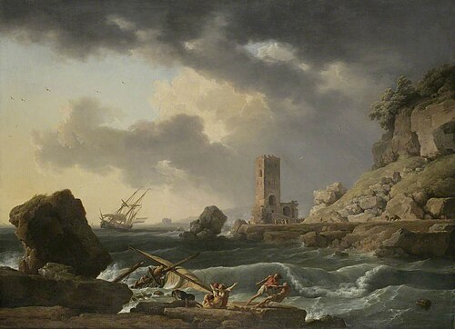 Rocky Coastal Scene with a Shipwreck, 1746, Joseph Vernet