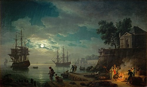 Un port de mer ; la nuit, clair de lune, 1771, Joseph Vernet