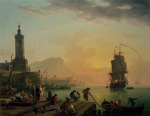 Calme plat sur un port méditerranéen, 1770, Joseph Vernet