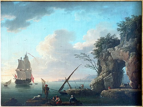 Marine par temps calme, effet de soleil couchant, 1748, Joseph Vernet