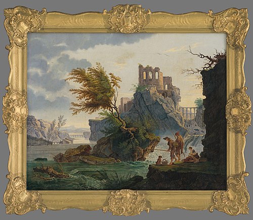 Rybári pod zrúcaninou hradu (La péche á la ligne - kópia), 1770, Joseph Vernet