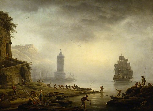 Morning: A Port in Mist - Fishermen hauling in their Boat, 1751, Joseph Vernet