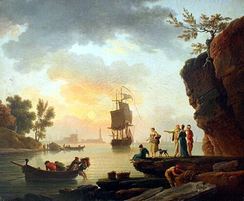 Bateaux au bord d'un rivage, , Joseph Vernet