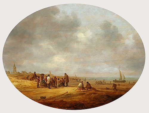 Beach scene with fish-sellers at Katwijk, 1641, Jan van Goyen
