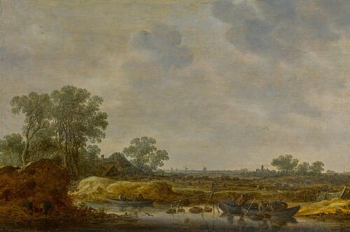Landscape with Fishermen Tending Fishing Traps, , Jan van Goyen