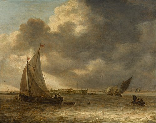 A river landscape with sailing vessels, 1653, Jan van Goyen