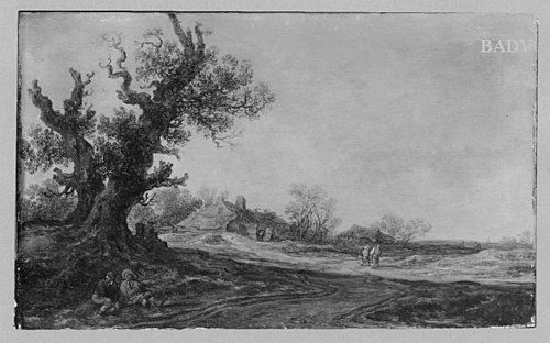 landscape with two oaks, 1632, Jan van Goyen