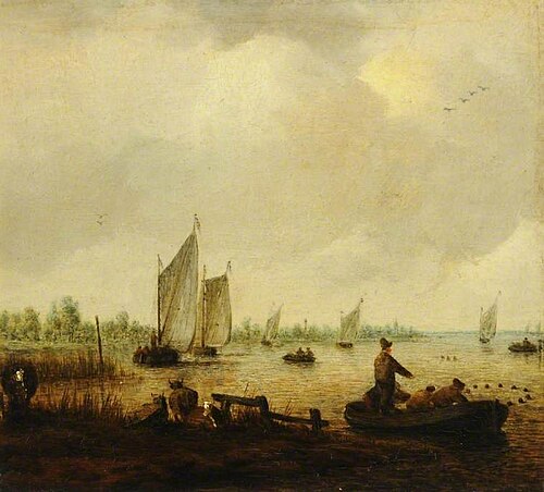 River Scene with Boats, 1645, Jan van Goyen