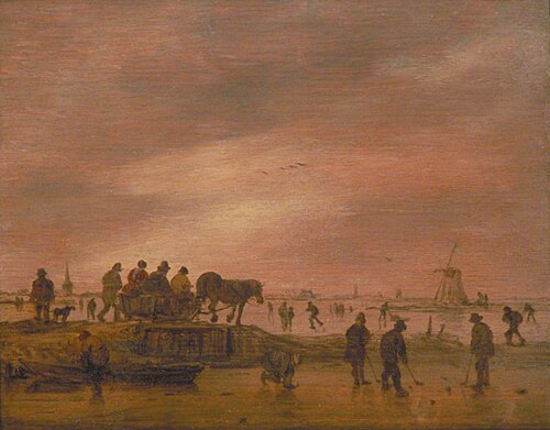 Winter Landscape with Horse-Drawn Sleigh, 1645, Jan van Goyen