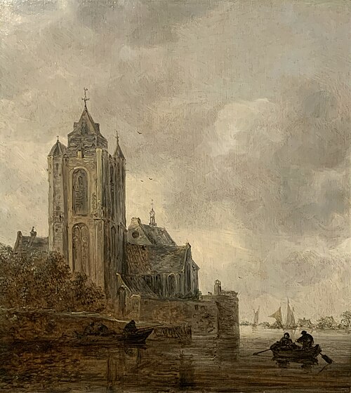 A Church on the Bank of a River., 1648, Jan van Goyen