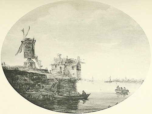 River landscape with windmill, 1649, Jan van Goyen