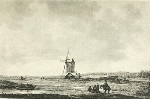 A windmill with travelers, 1645, Jan van Goyen