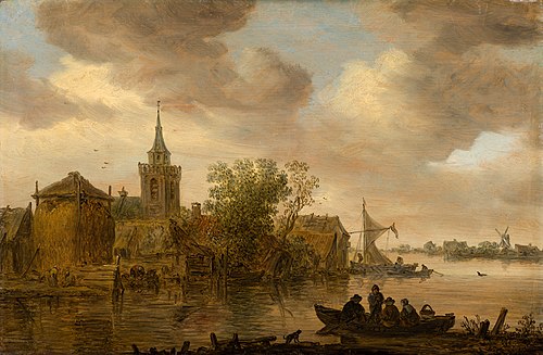 River View with Church and Farmhouse, 1653, Jan van Goyen