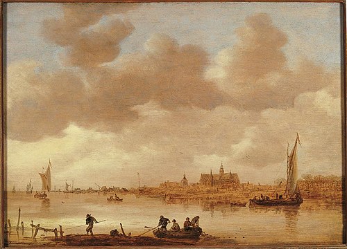 River landscape with a town beyond, 1649, Jan van Goyen