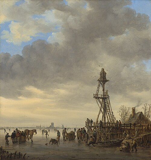 Ice Scene near a Wooden Observation Tower, 1646, Jan van Goyen