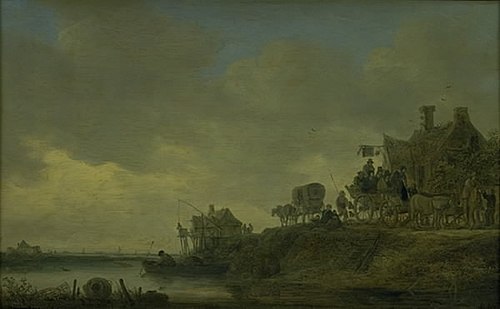 River Scene with the "Swan" Tavern, 1646, Jan van Goyen