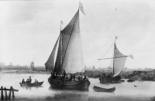 The Ferry to Leiden, 1756, Jan van Goyen