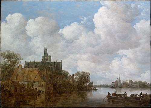 River Landscape with a Ferry and a Church, 1656, Jan van Goyen
