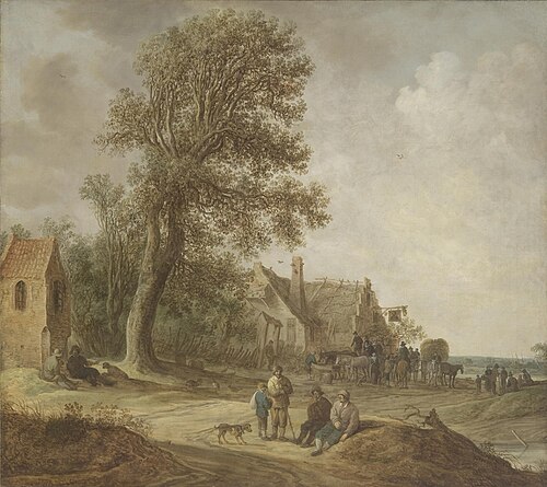 Peasants Resting before an Inn, 1643, Jan van Goyen