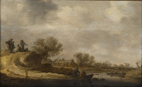 Landscape with Travellers by a River, 1634, Jan van Goyen