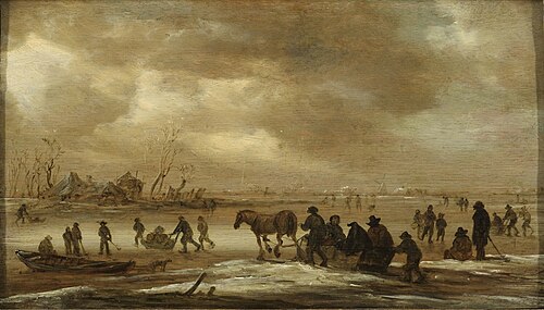 Winter Landscape with Horse-drawn Sleigh, 1653, Jan van Goyen