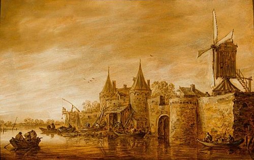 River Landscape with Windmill and City Wall, 1651, Jan van Goyen