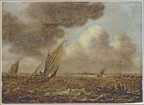 Shipping in stormy weather, 1650 or later, 1650, Jan van Goyen