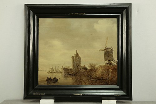 Shore of a river with a mill and the ruin of a castle, 1644, Jan van Goyen