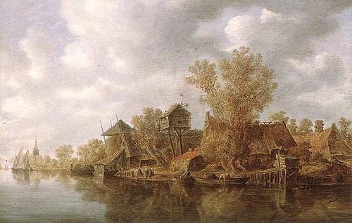 Village at the River, 1636, Jan van Goyen