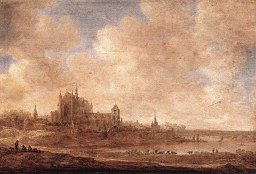 River Landscape with the Hooglandsekerk of Leiden, 1643, Jan van Goyen