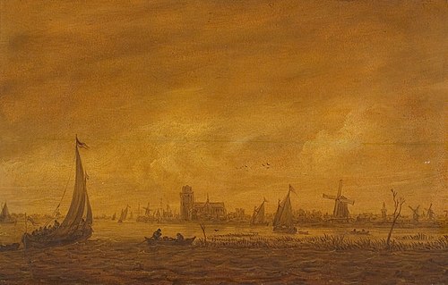 Gezicht op Dordrecht gezien vanaf de Oude Maas, 1651, Jan van Goyen