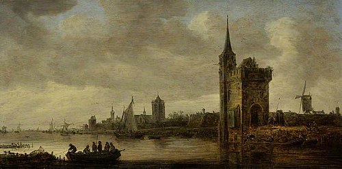 River landscape with boats, , Jan van Goyen