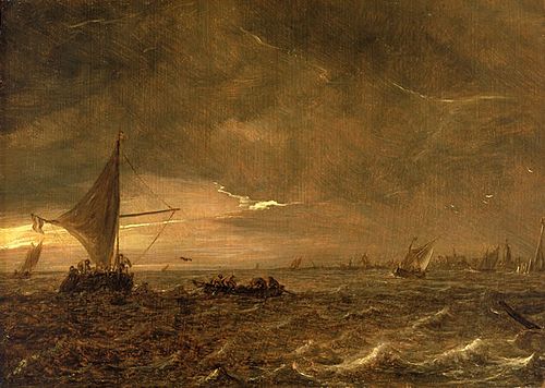 Fishing Boats in an Estuary at Dusk, 1644, Jan van Goyen