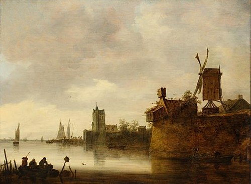 Paysage de rive avec un moulin, 1648, Jan van Goyen