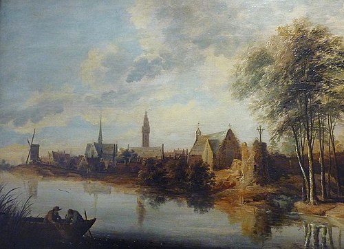 View of a Village on a River, 1650, Jan van Goyen