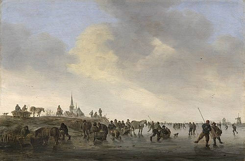 Patineurs sur le Merwede près de Dordrecht, 1646, Jan van Goyen