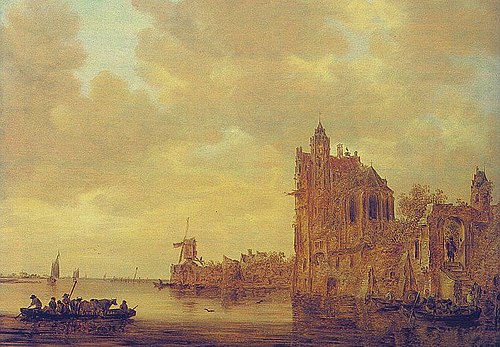 River Landscape with Castle ruins, 1643, Jan van Goyen